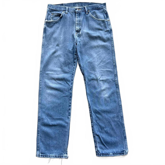 Classic Wrangler Blue Relaxed Fit Distressed Vintage Jeans [COPY]