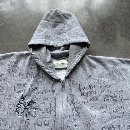 Poor Parker Hoodie Jacket With Hand Written Graffiti Design  [COPY]