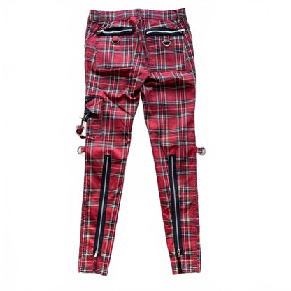 Tripp NYC Red Plaid Cargo Pants With Zippers And Grommets [COPY]