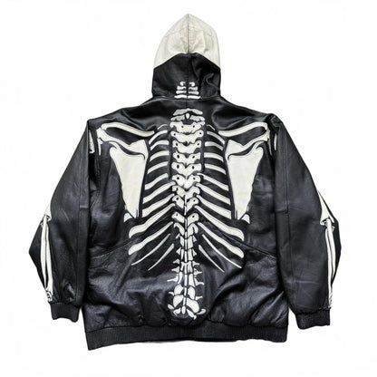 Vilanto French Vintage Skeleton Leather Full Zip Up Jacket [COPY]