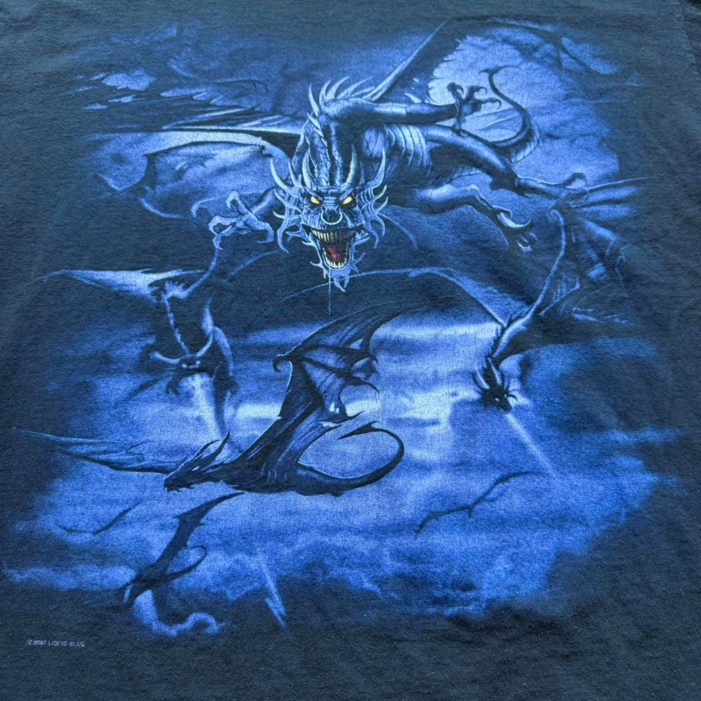 Blue Vintage Y2K “Dragons” Graphic T-shirt [COPY]