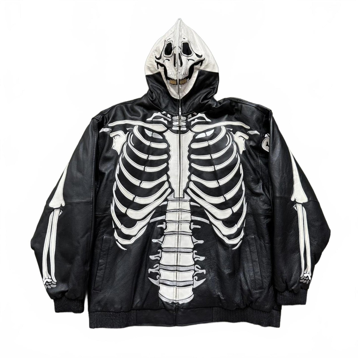 Vilanto French Vintage Skeleton Leather Full Zip Up Jacket [COPY]