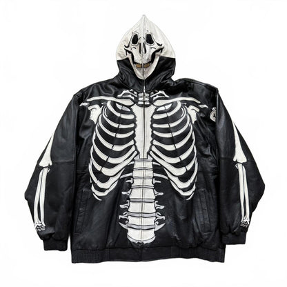 Vilanto French Vintage Skeleton Leather Full Zip Up Jacket [COPY]