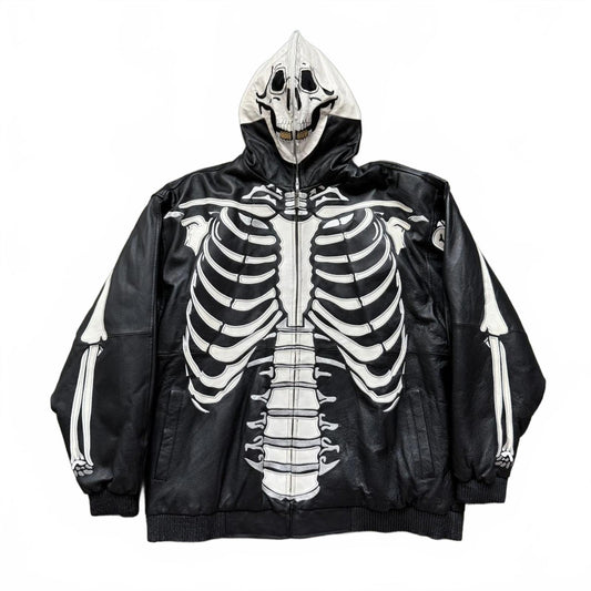 Vilanto French Vintage Skeleton Leather Full Zip Up Jacket [COPY]
