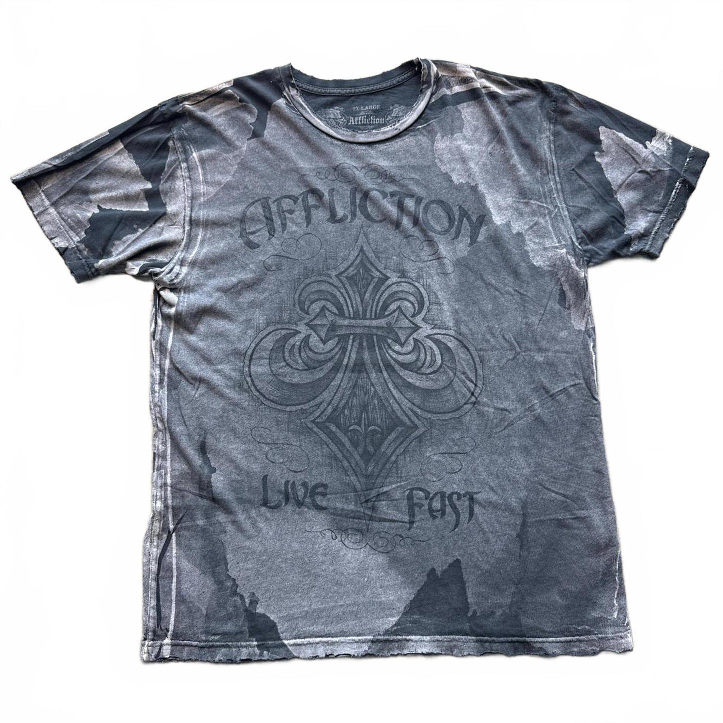 Affliction Acid Wash Black & Grey Distressed T-shirt [COPY]