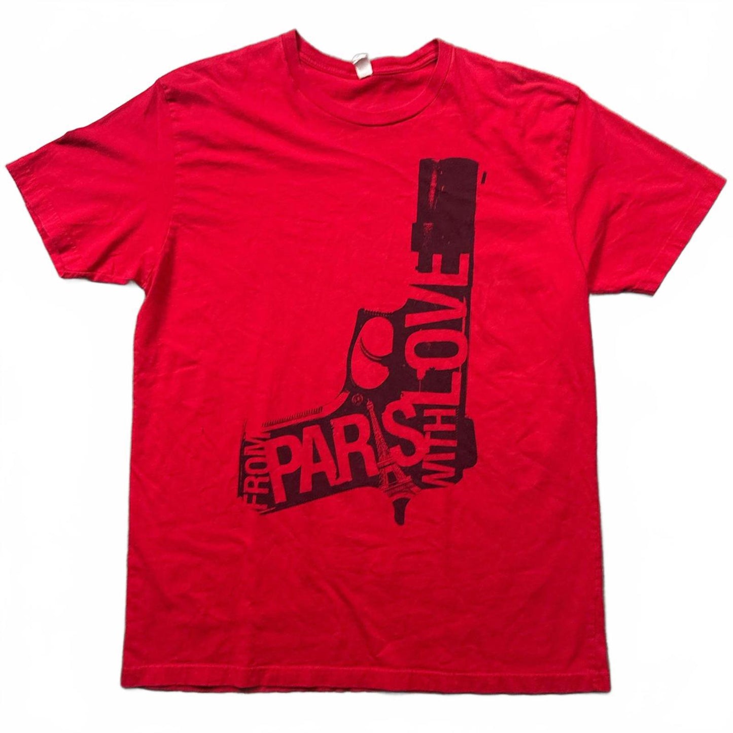 "From Paris with Love" Gun Y2k Red Graphic T-Shirt [COPY]