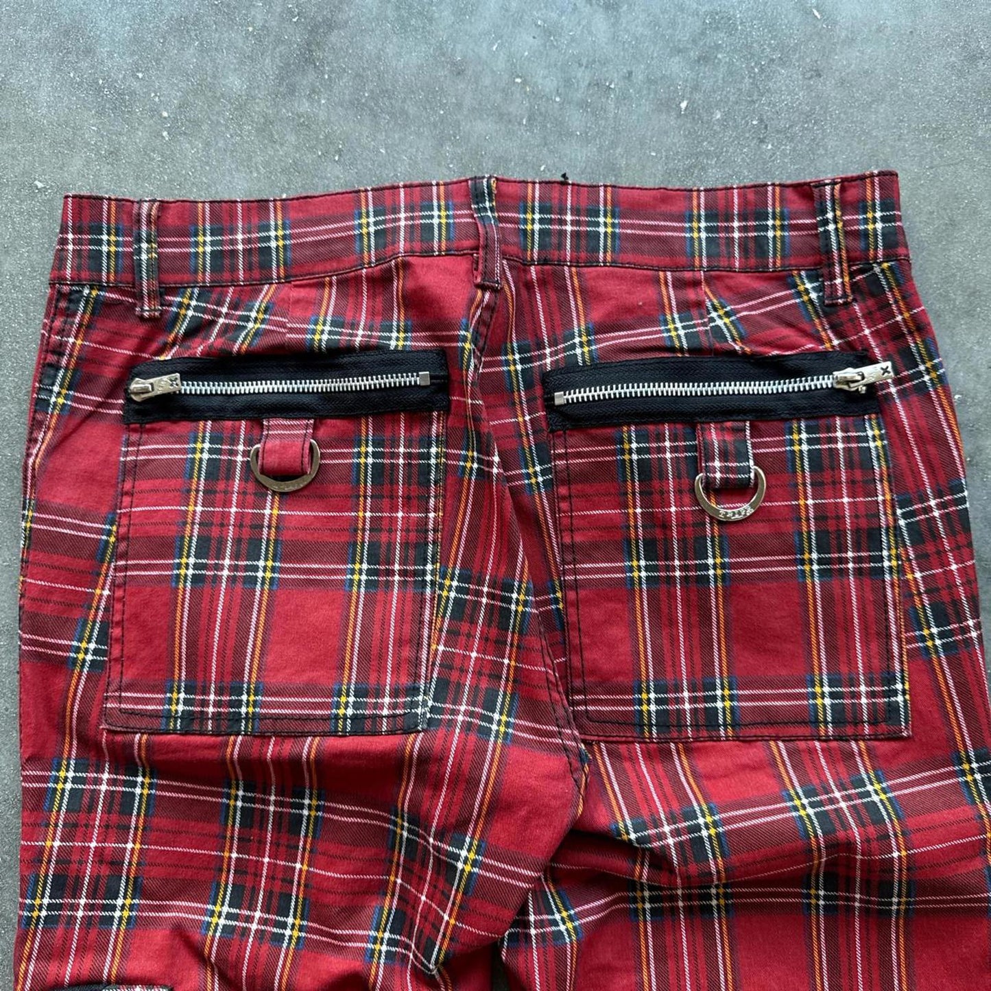 Tripp NYC Red Plaid Cargo Pants With Zippers And Grommets [COPY]