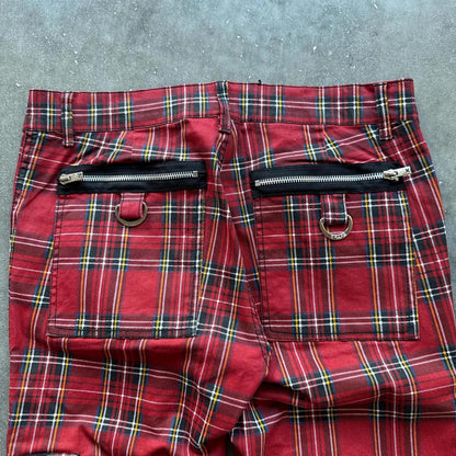 Tripp NYC Red Plaid Cargo Pants With Zippers And Grommets [COPY]