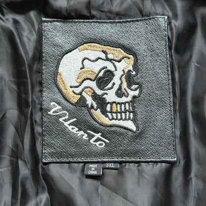 Vilanto French Vintage Skeleton Leather Full Zip Up Jacket [COPY]